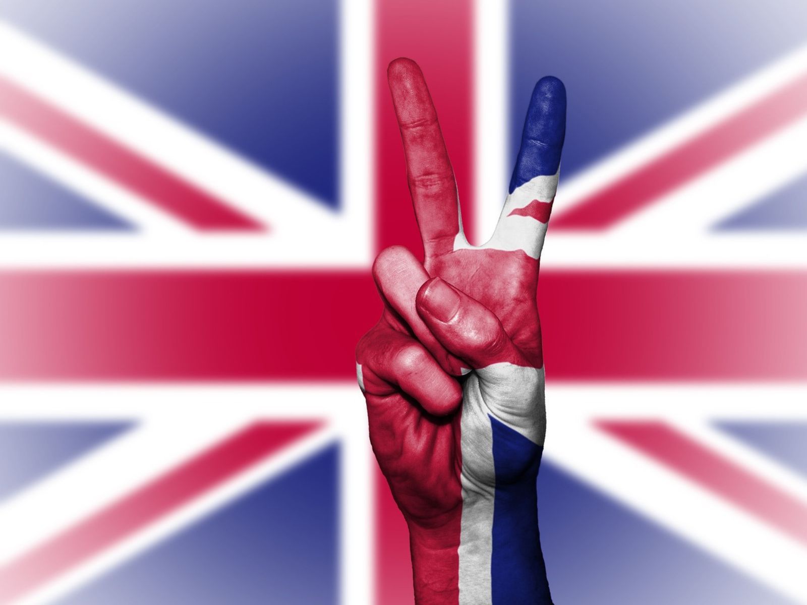 United kingdom flag peace hand sign United kingdom flag peace hand sign