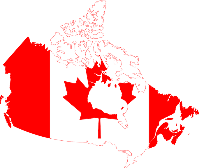 Canada flag map