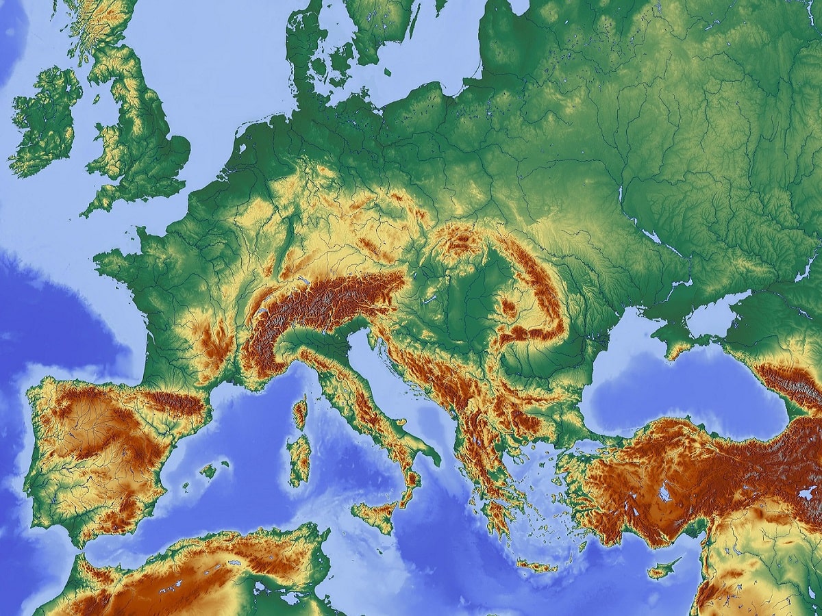 europe topography map